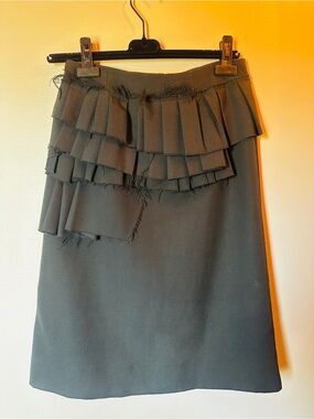 MARNI Women's Black Wool Tiered Ruffle Skirt